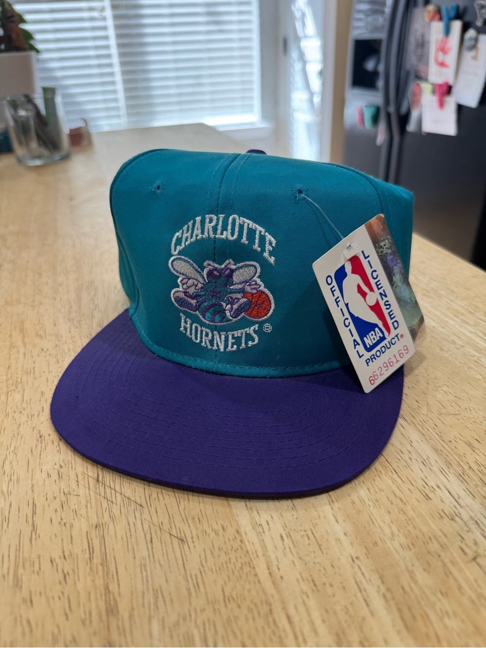 NEW- Vintage Charlotte Hornets NBA Basketball SnapBack Hat Cap- AJD- Dead Stock
